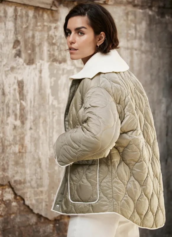 Khaki Quilted Padded Jacket sold by Mint Velvet