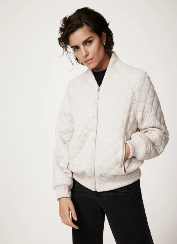 Cream Quilted Jersey Bomber Jacket sold by Mint Velvet