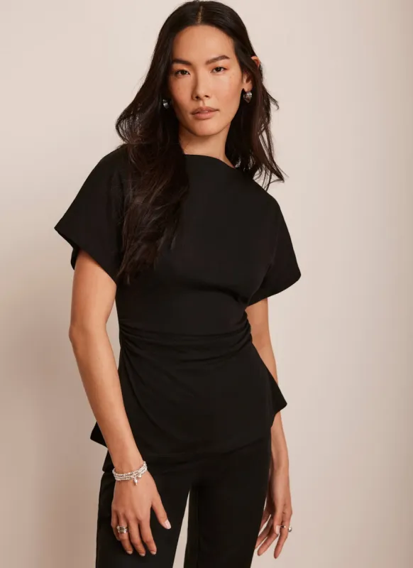 Black Batwing Ruched T-Shirt made by Mint Velvet