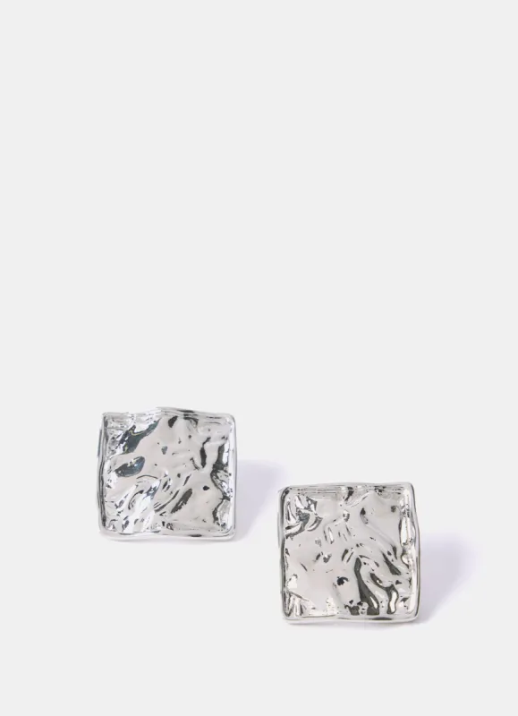 Silver Tone Textured Square Earrings sold by Mint Velvet