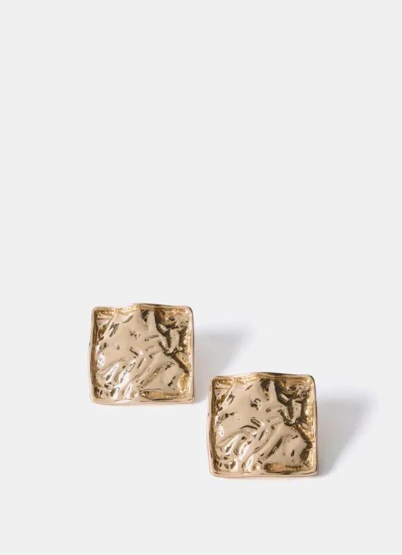 Gold Tone Textured Square Earrings sold by Mint Velvet