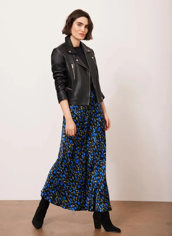 Blue Floral Print Slip Midi Skirt sold by Mint Velvet