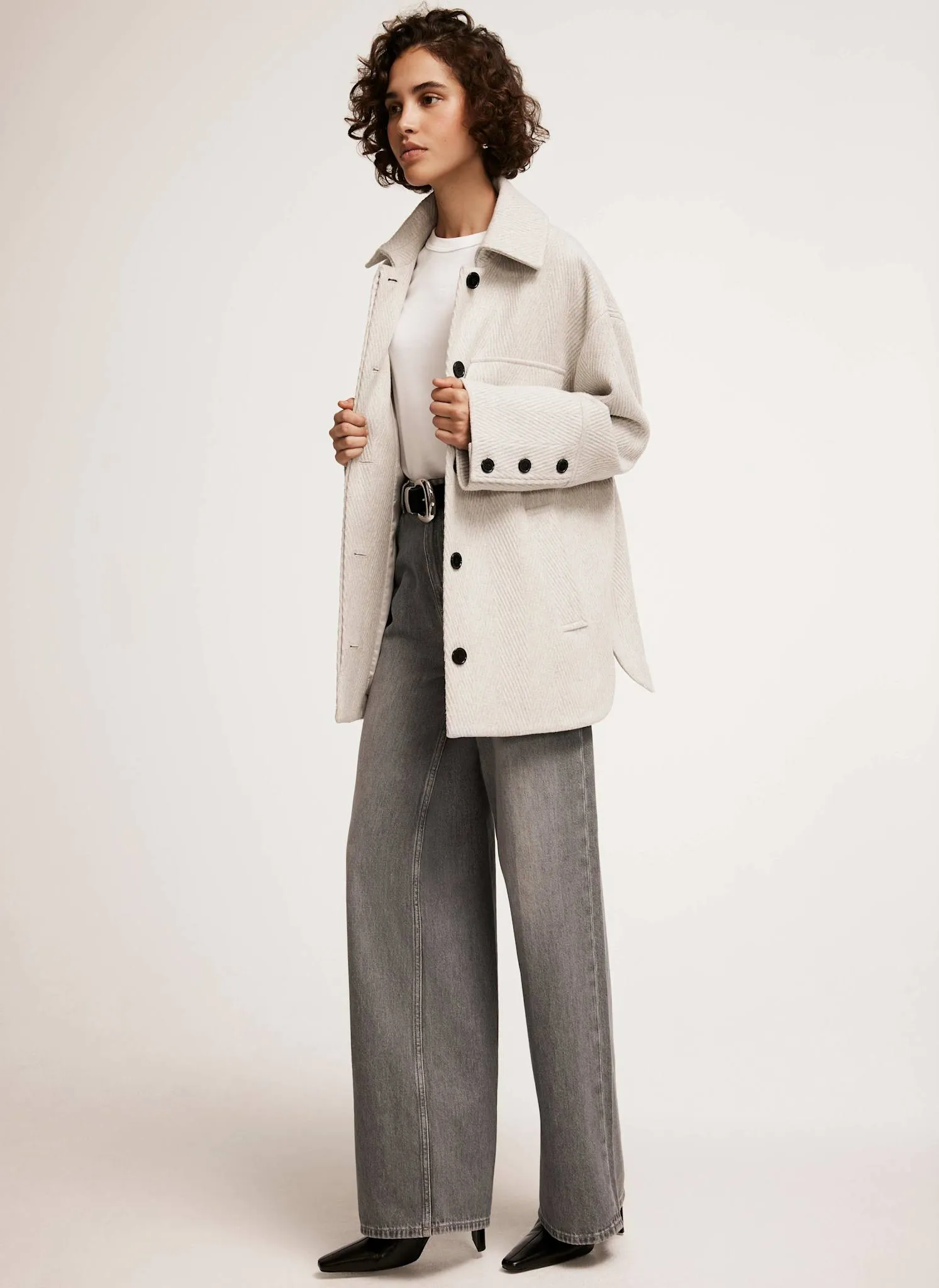 Grey Herringbone Textured Jacket sold by Mint Velvet product image thumbnail 3
