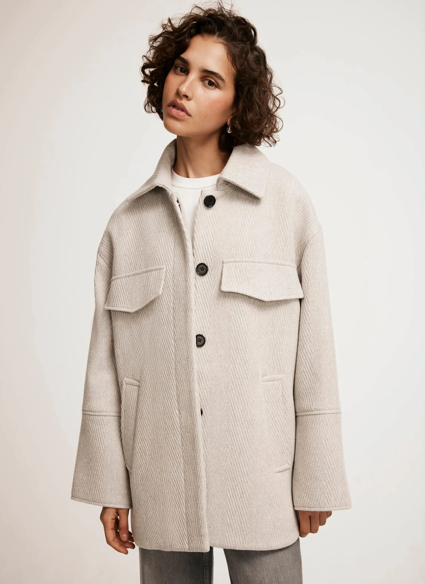 Grey Herringbone Textured Jacket sold by Mint Velvet product image thumbnail 4