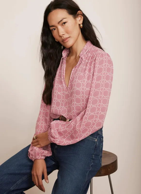 Pink Geometric Print Blouse made by Mint Velvet