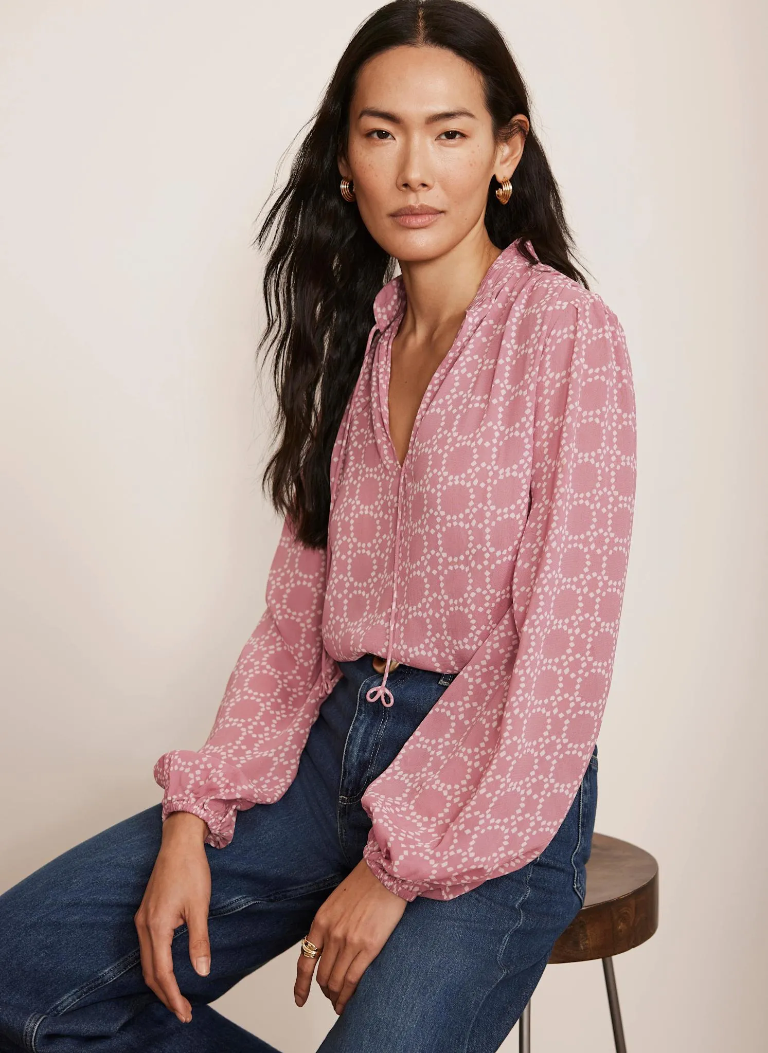 Pink Geometric Print Blouse sold by Mint Velvet product image thumbnail 4