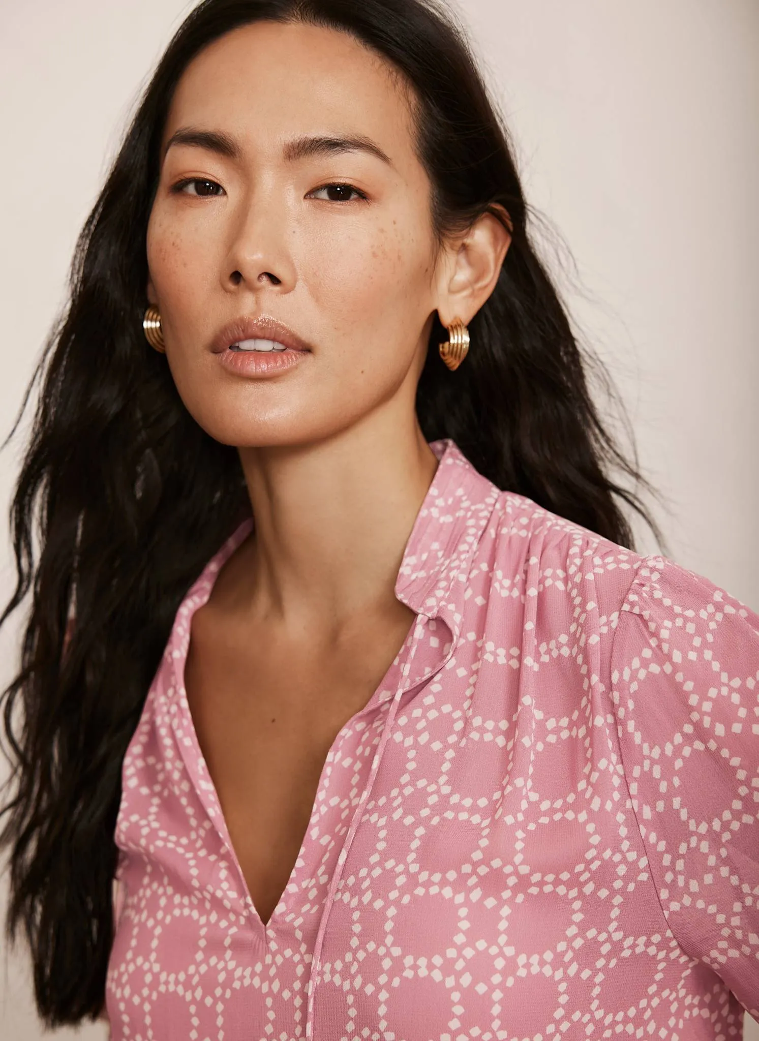 Pink Geometric Print Blouse sold by Mint Velvet product image thumbnail 3