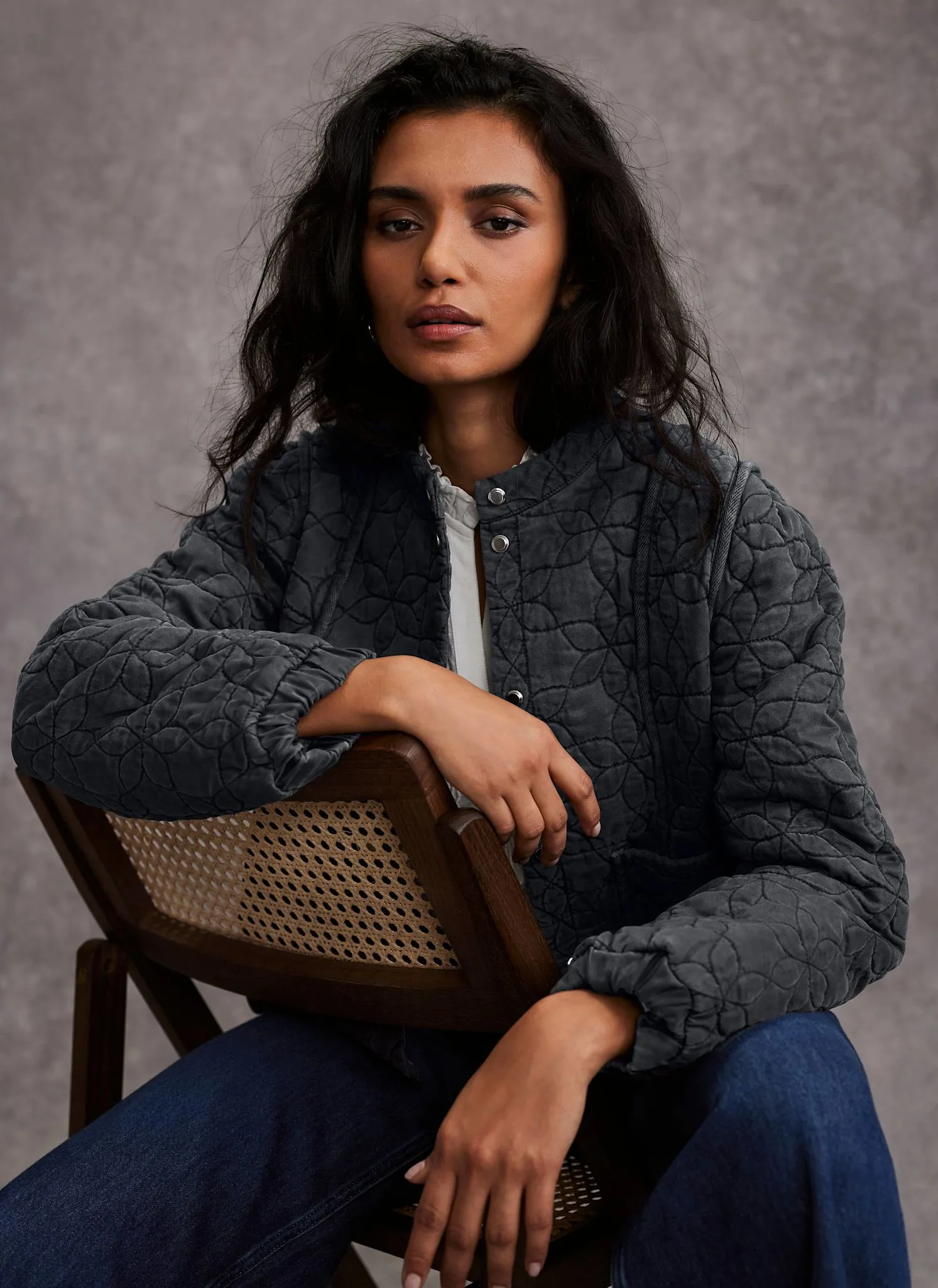 Navy Washed Quilted Jacket sold by Mint Velvet product image thumbnail 5