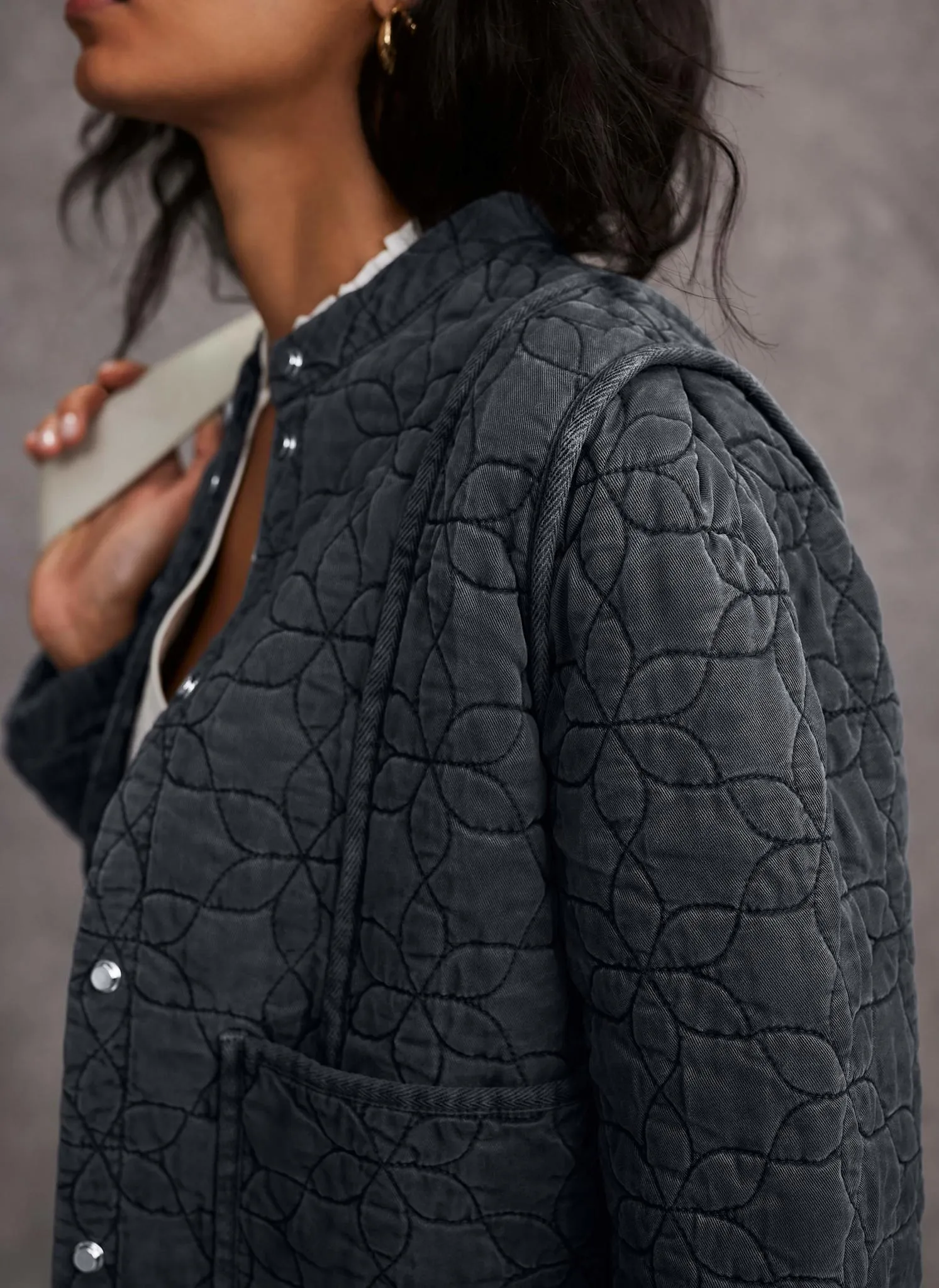 Navy Washed Quilted Jacket sold by Mint Velvet product image thumbnail 4