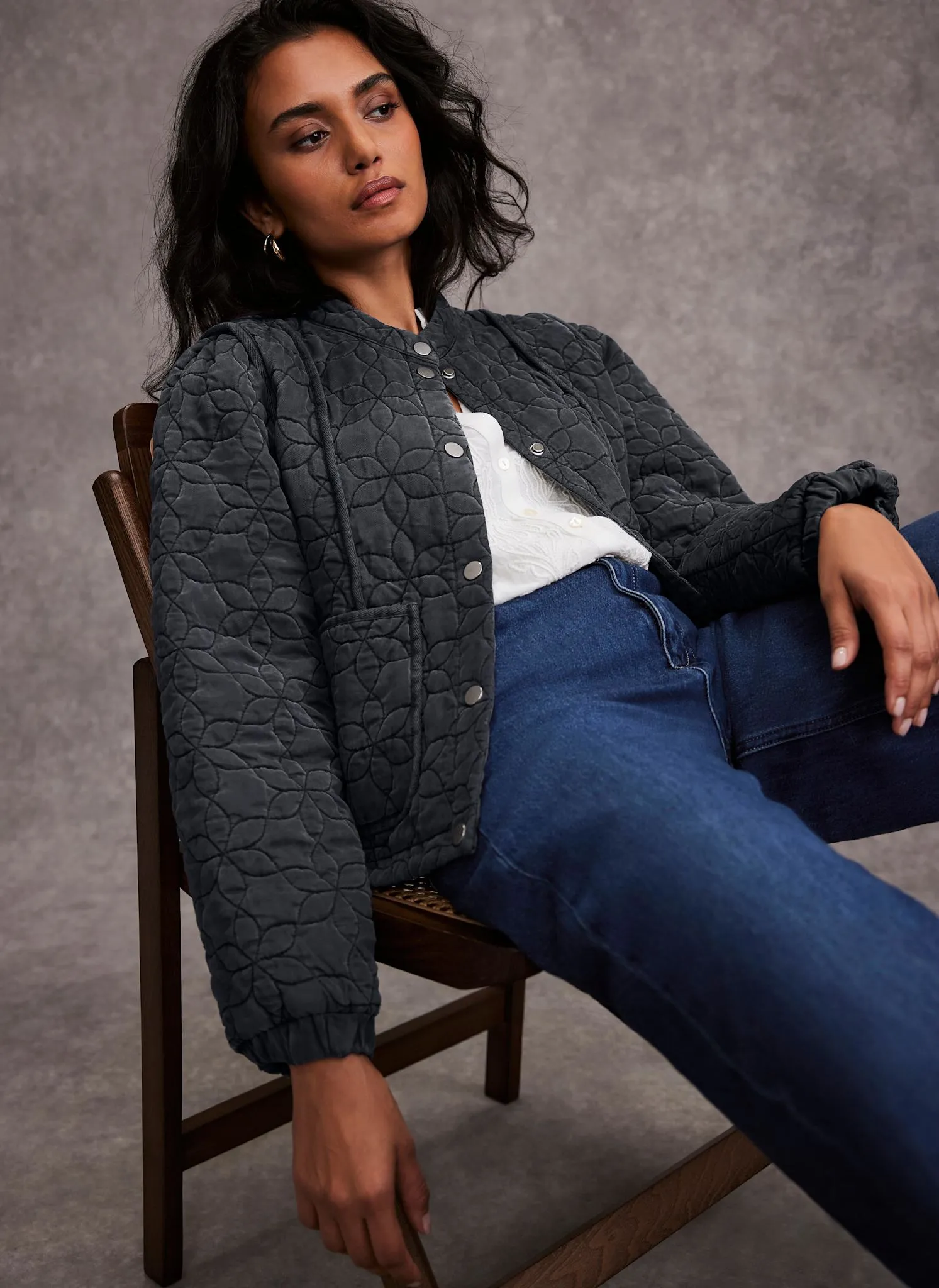 Navy Washed Quilted Jacket sold by Mint Velvet