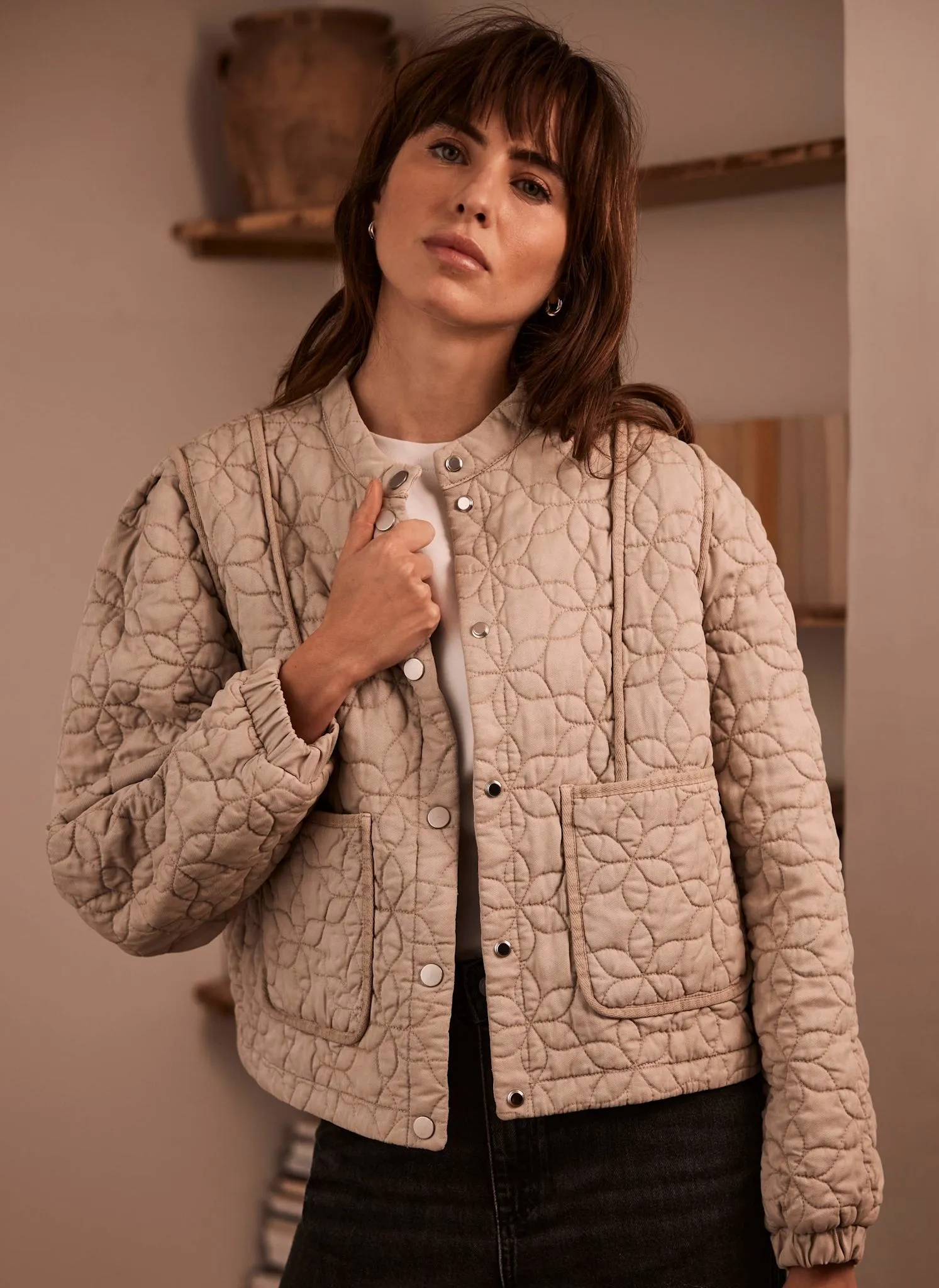 Beige Washed Quilted Jacket sold by Mint Velvet product image thumbnail 2