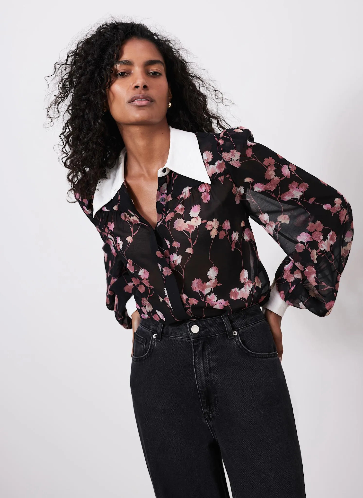Black Floral Print Shirt sold by Mint Velvet product image thumbnail 2