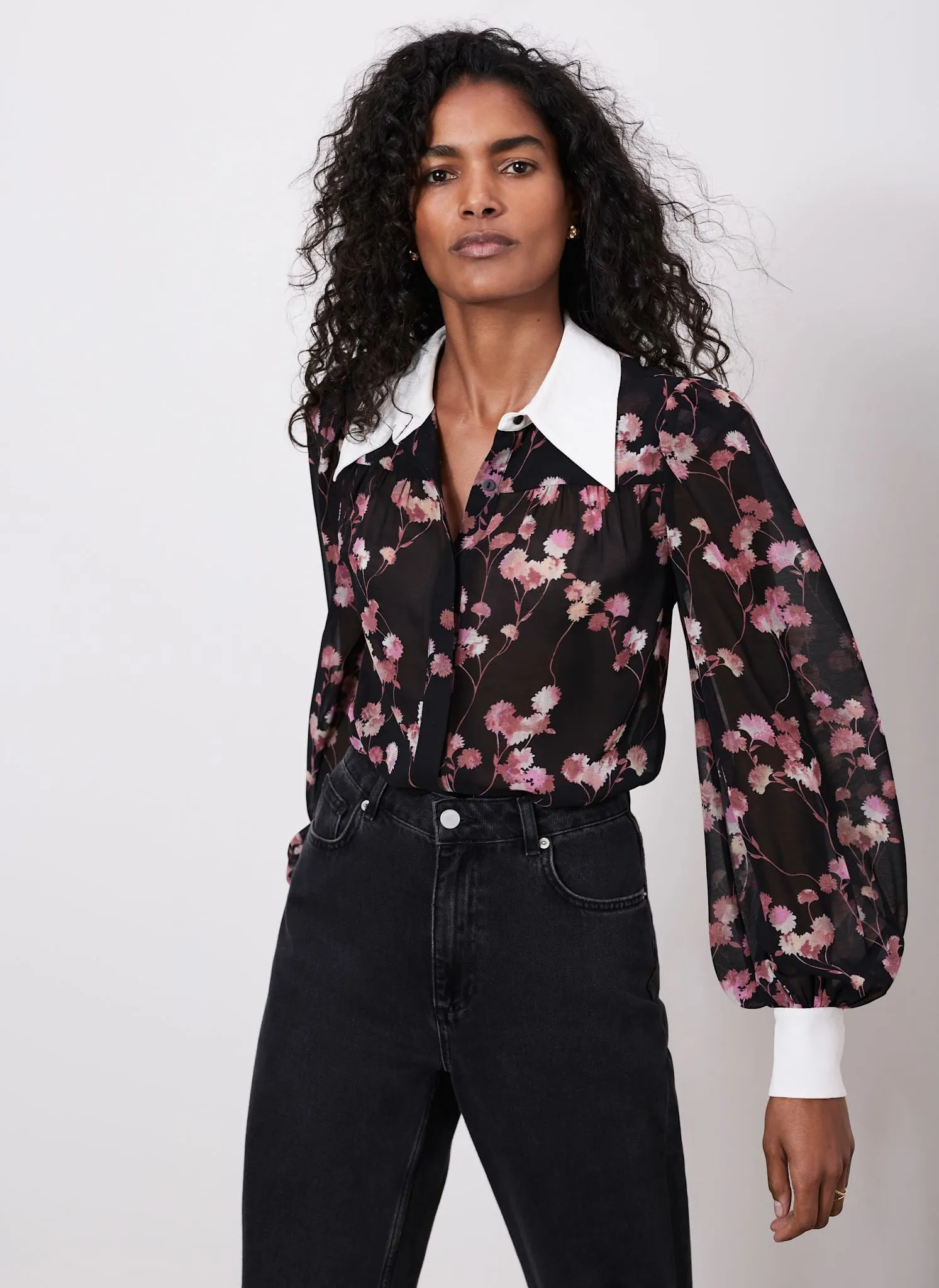 Black Floral Print Shirt sold by Mint Velvet product image thumbnail 4