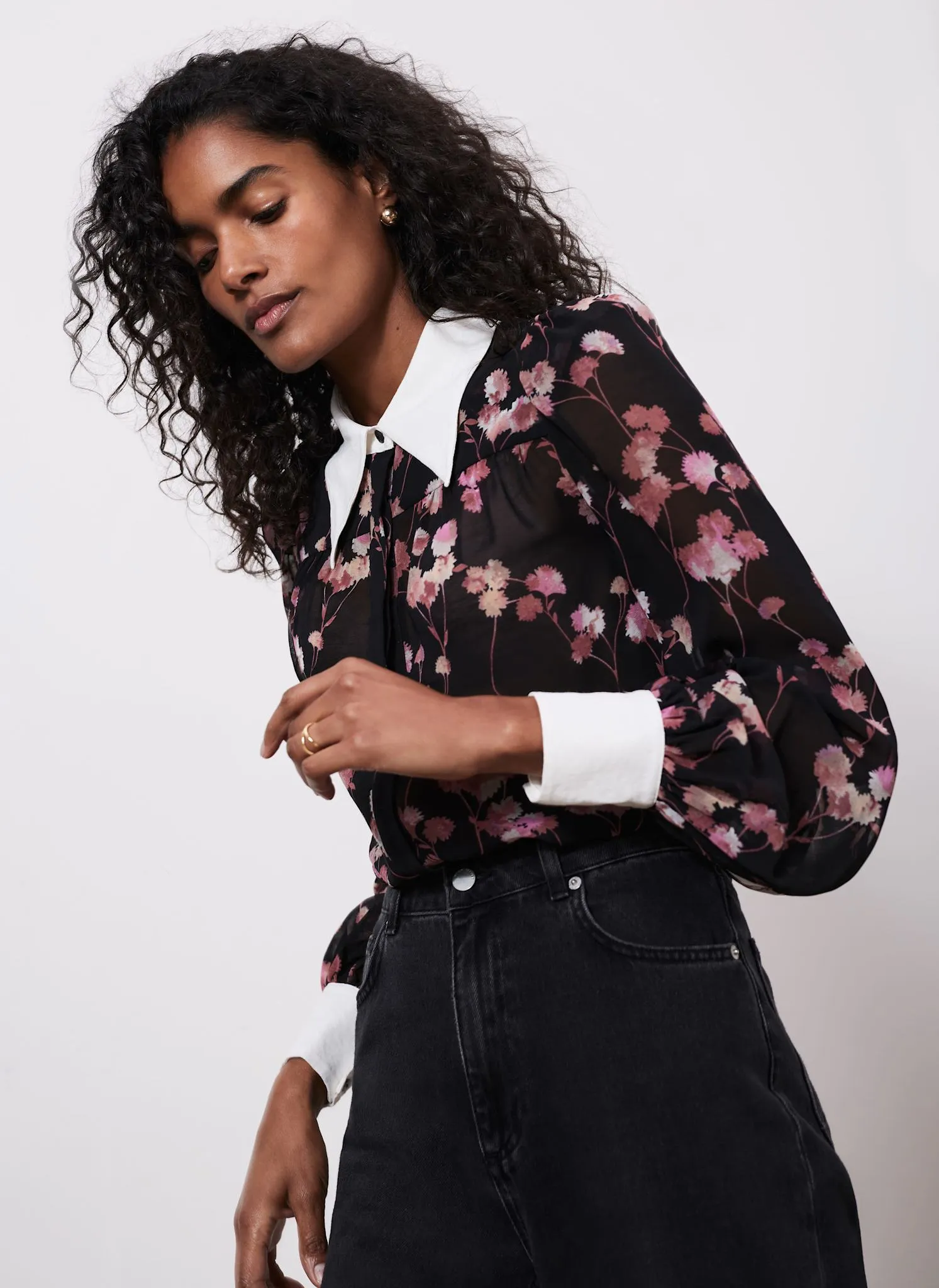 Black Floral Print Shirt sold by Mint Velvet product image thumbnail 3