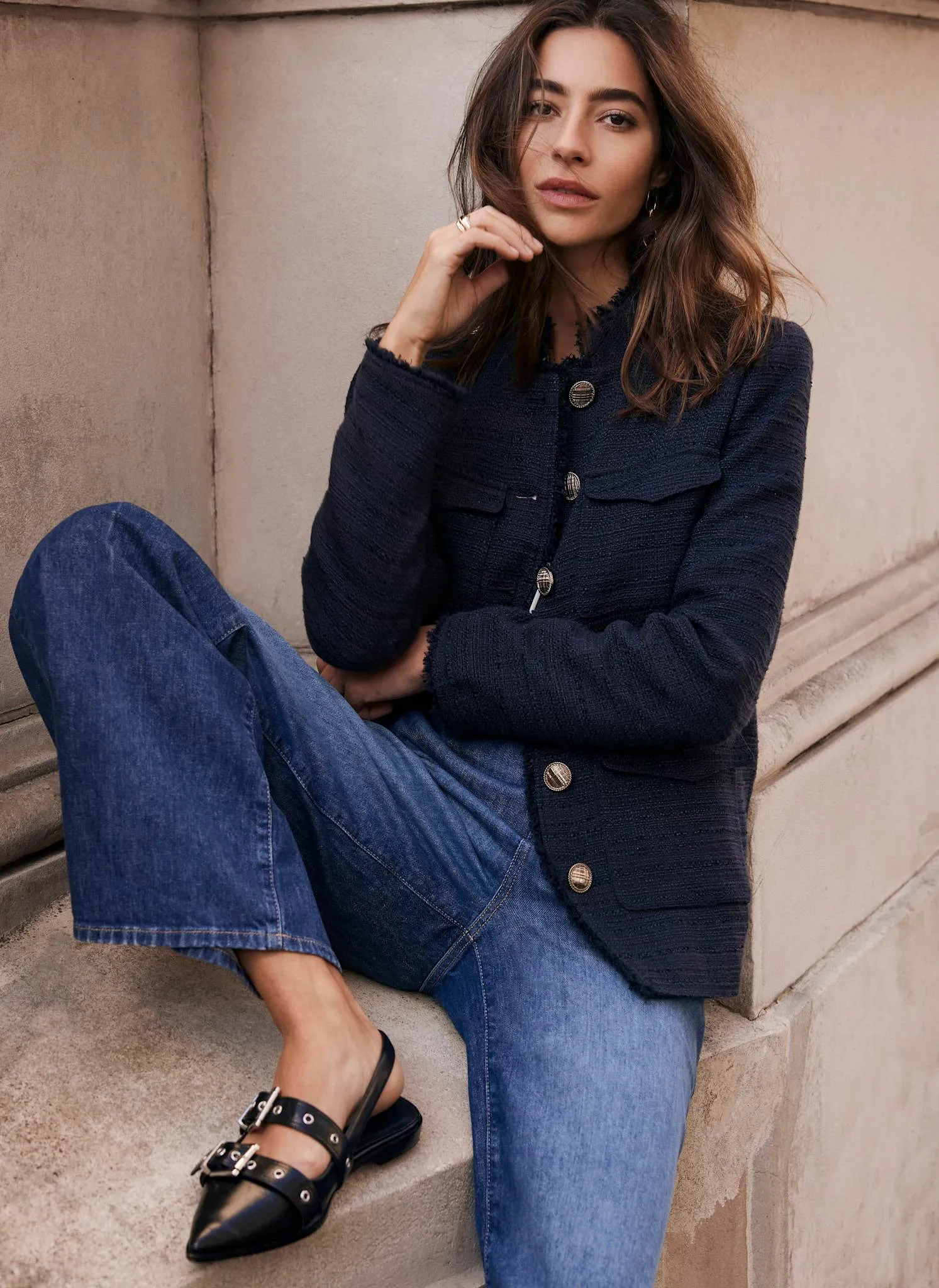 Navy Boucle Military Jacket sold by Mint Velvet product image thumbnail 5