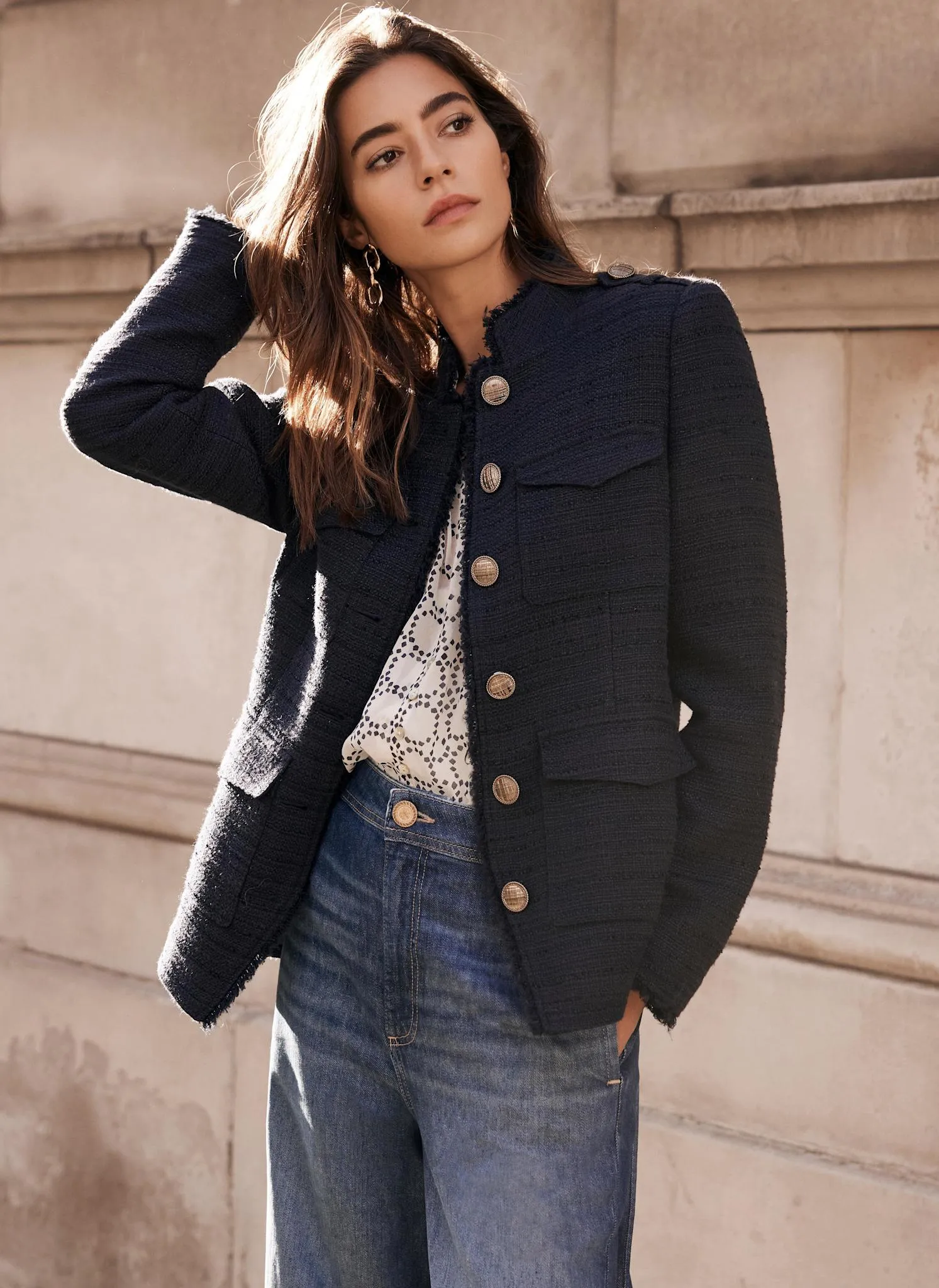 Navy Boucle Military Jacket sold by Mint Velvet product image thumbnail 3