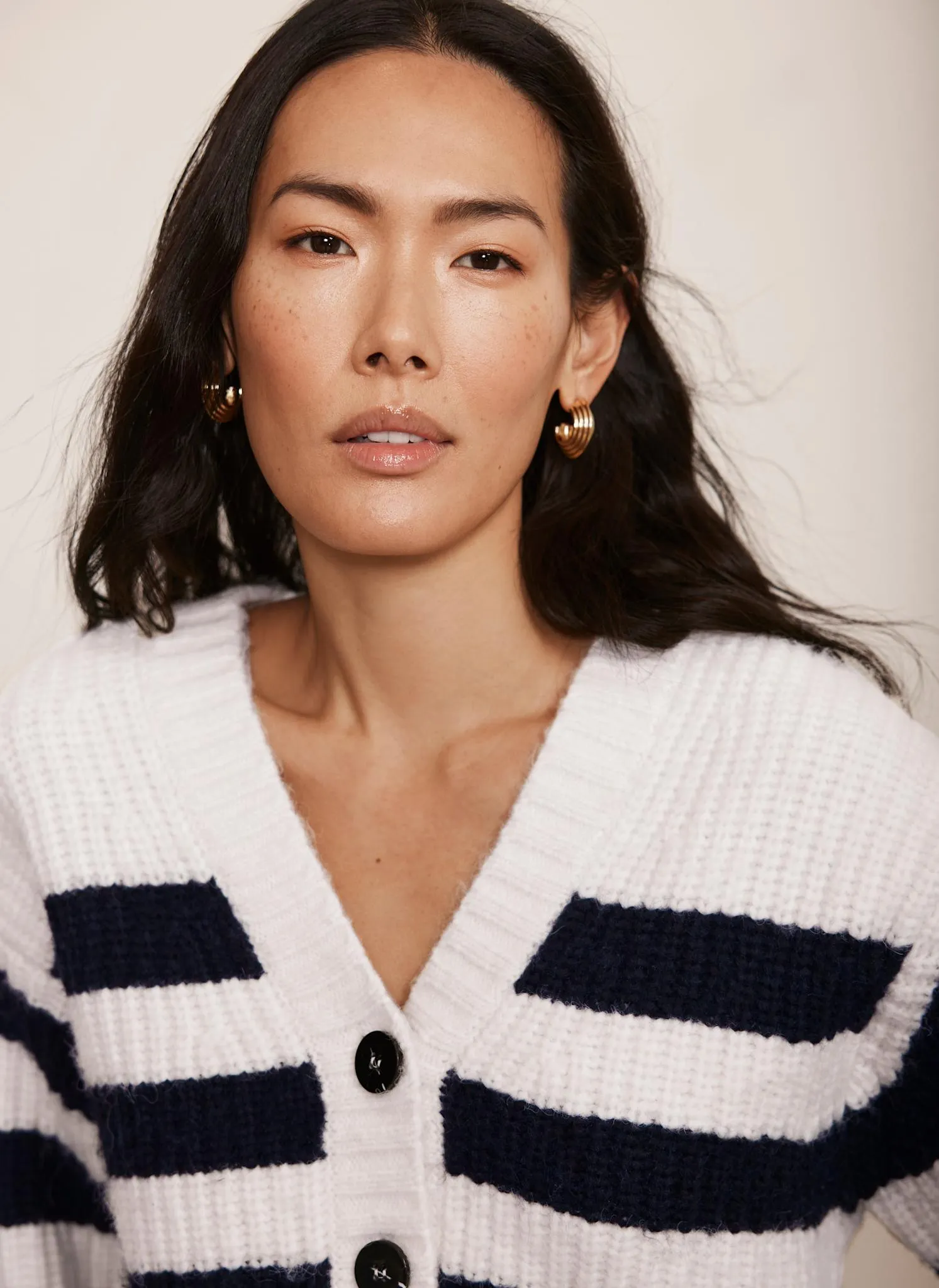 Navy Stripe V Neck Cardigan sold by Mint Velvet product image thumbnail 3