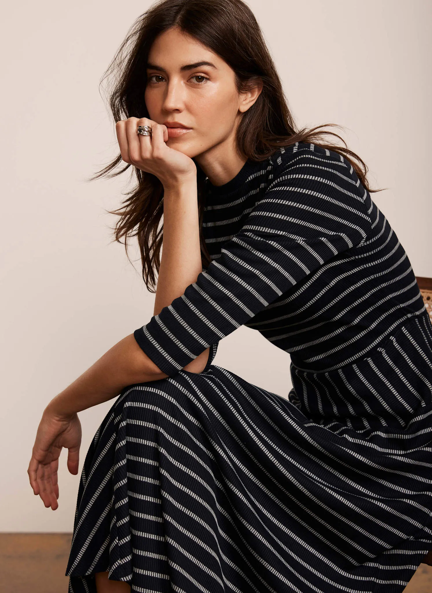 Navy Striped Midi Dress sold by Mint Velvet product image thumbnail 2