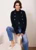 Navy Cotton Blend Boucle Knit Jacket sold by Mint Velvet
