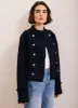 Navy Cotton Blend Boucle Knit Jacket sold by Mint Velvet