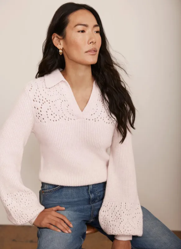 Pink Pointelle Collar Jumper sold by Mint Velvet