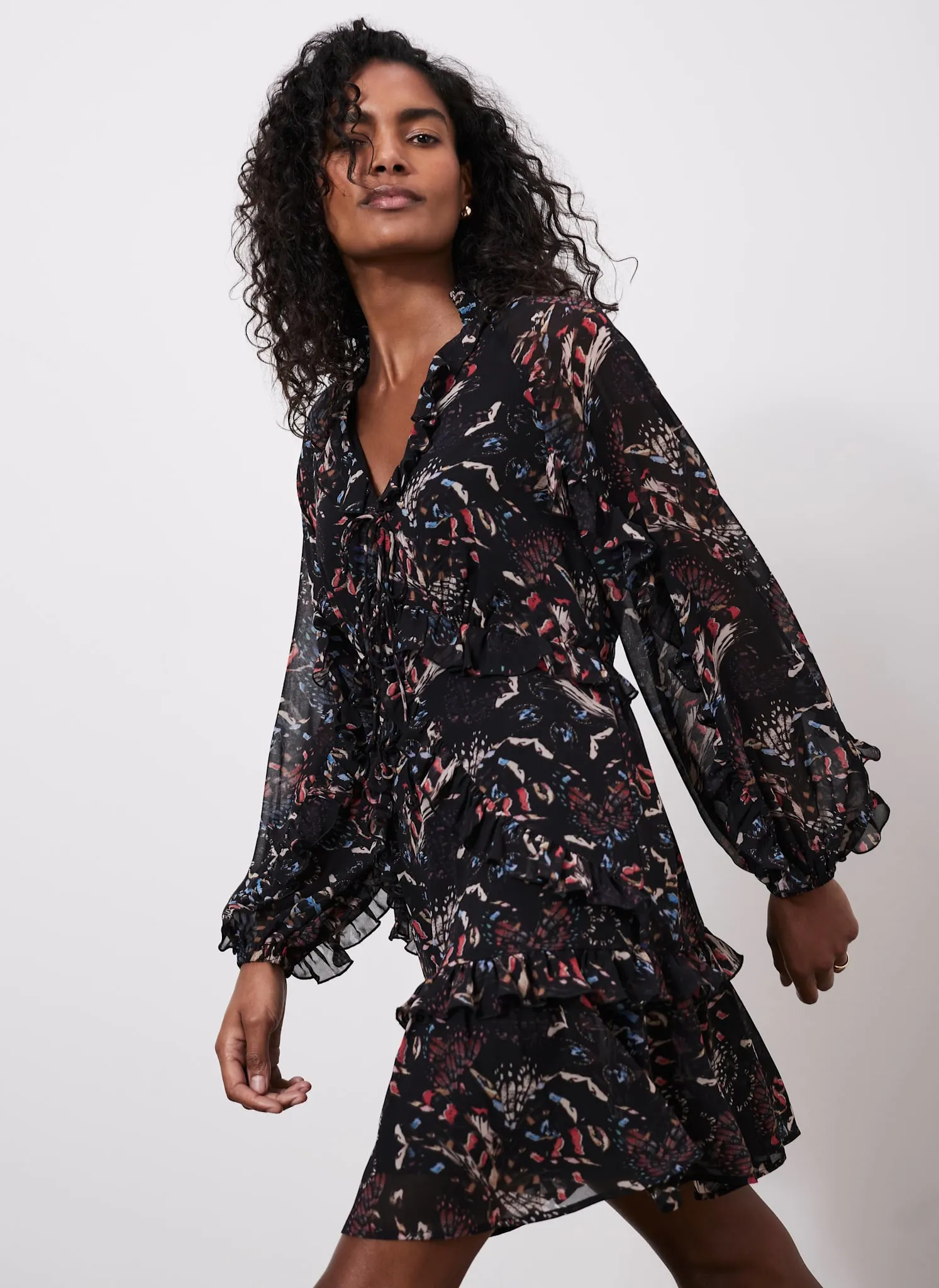 Black Abstract Print Mini Dress sold by Mint Velvet product image thumbnail 2