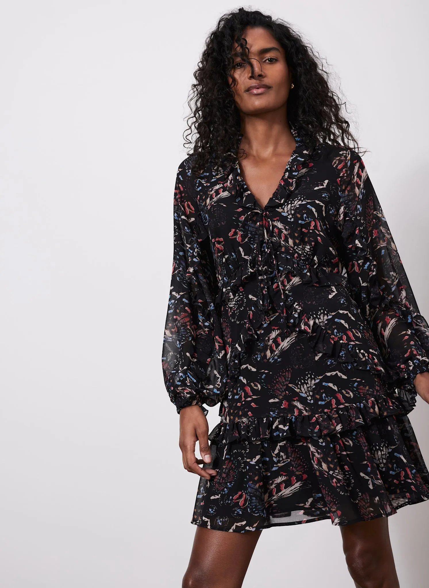 Black Abstract Print Mini Dress sold by Mint Velvet product image thumbnail 3