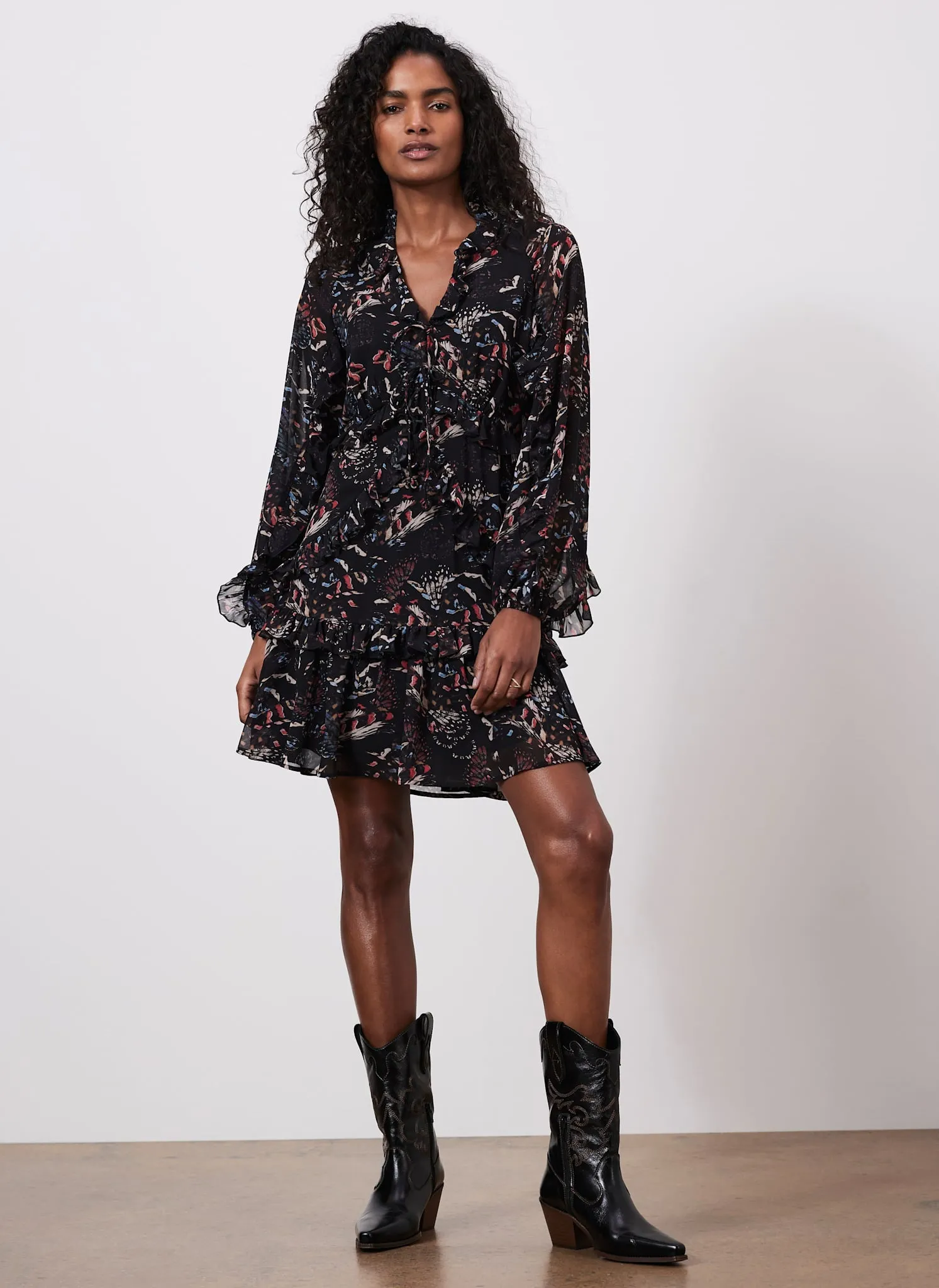 Black Abstract Print Mini Dress sold by Mint Velvet