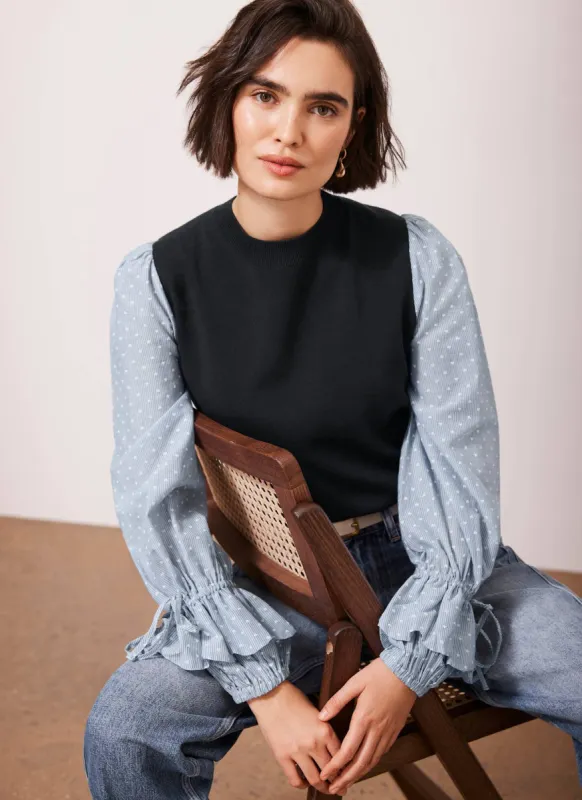 Navy Polka Heart Layered Knit Top sold by Mint Velvet