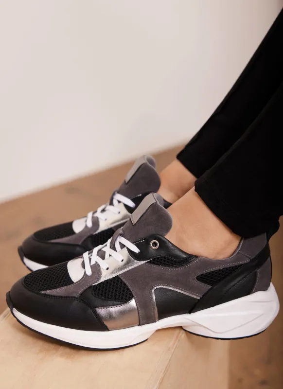 Becky Black Suede Panel Trainers sold by Mint Velvet