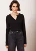 Black Cotton Blend Henley Button Top sold by Mint Velvet