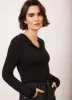 Black Cotton Blend Henley Button Top sold by Mint Velvet