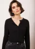 Black Cotton Blend Henley Button Top sold by Mint Velvet