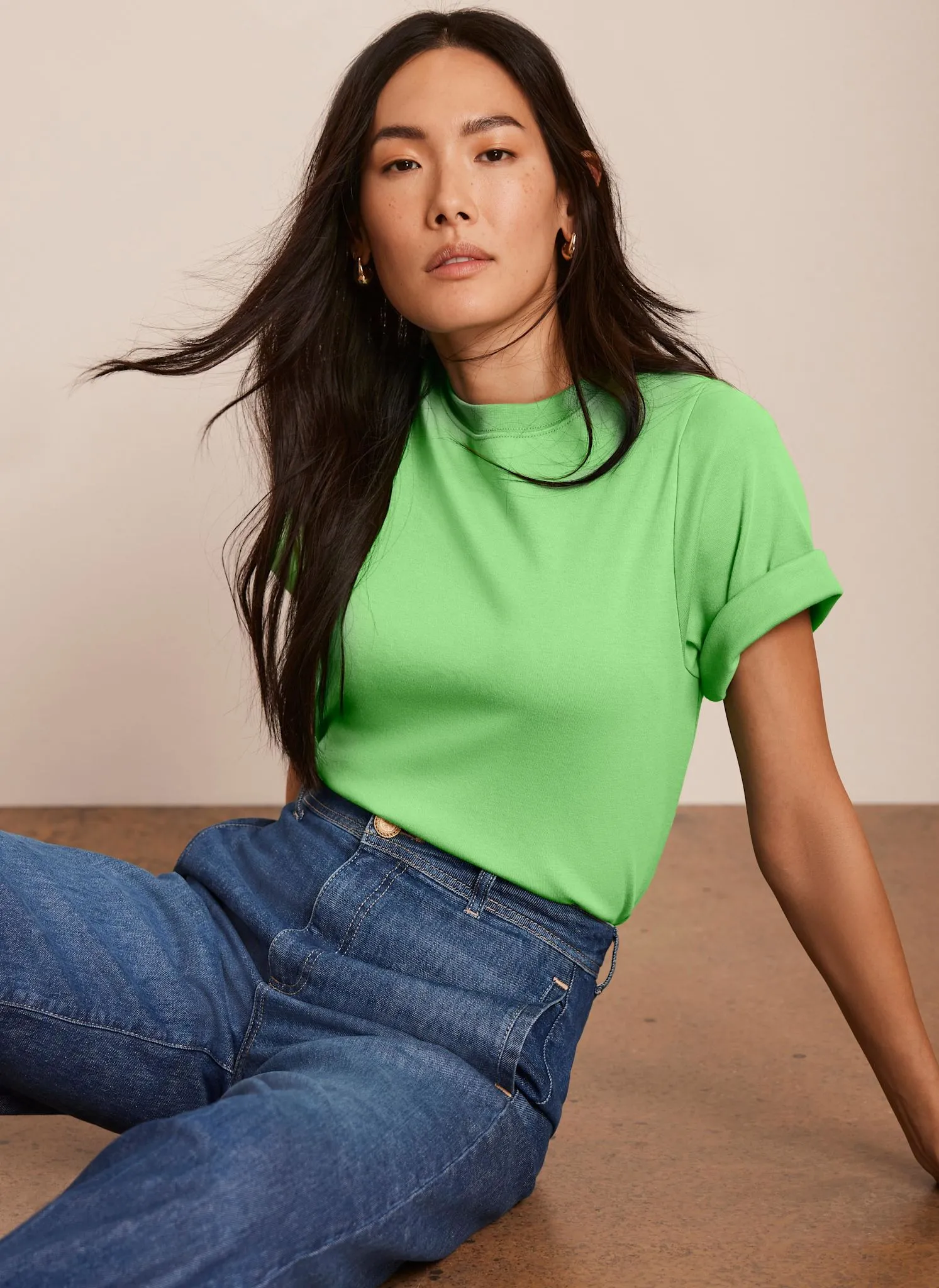Green Ultimate Cotton T-Shirt sold by Mint Velvet