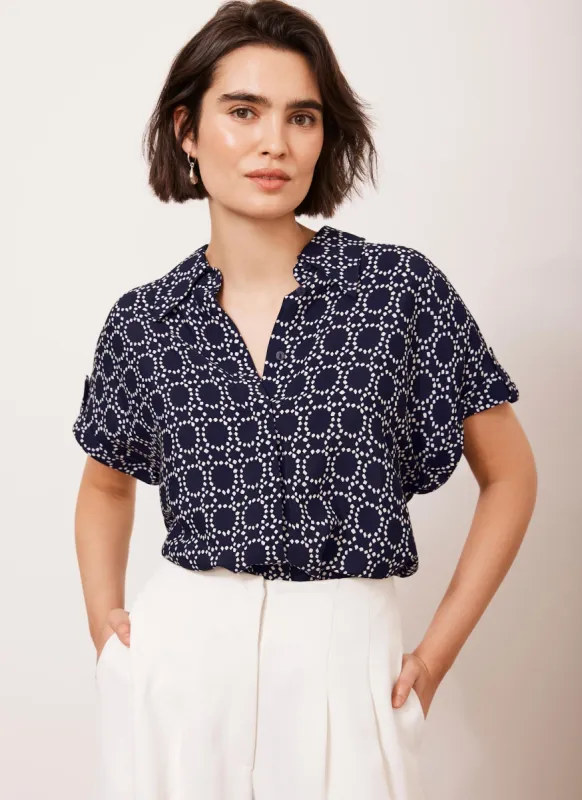 Navy Abstract Print Resort Shirt sold by Mint Velvet