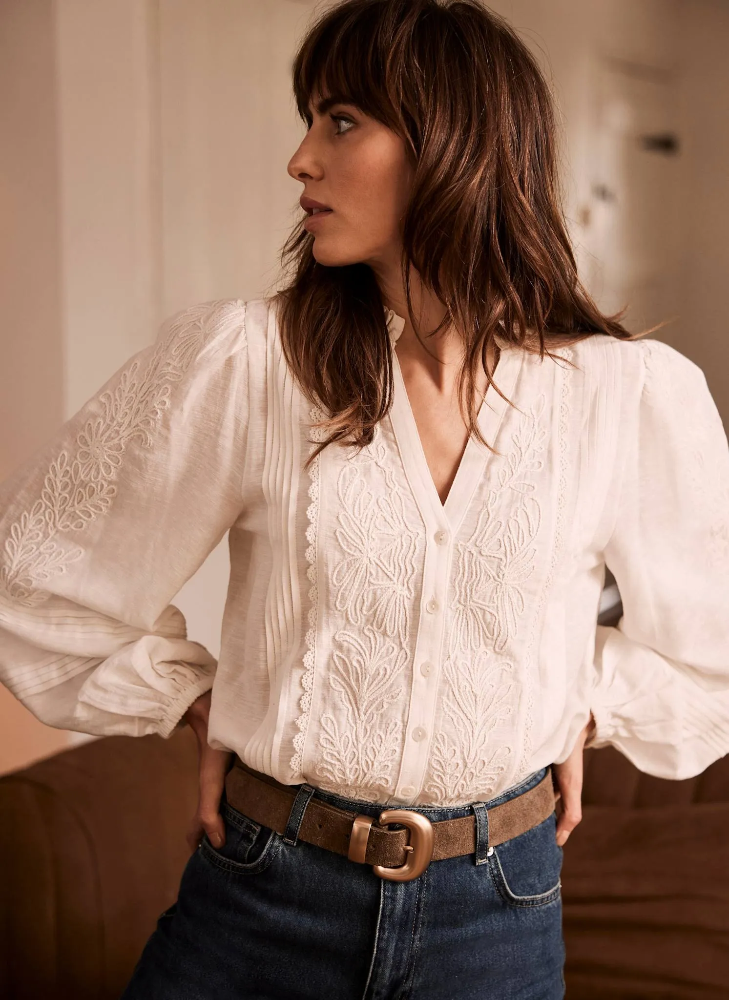 White Embroidered Blouse sold by Mint Velvet product image thumbnail 3