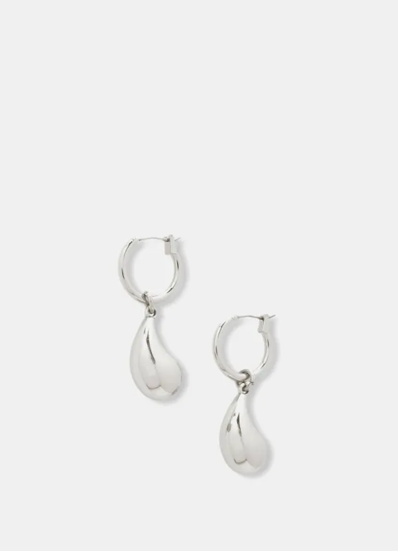 Silver Tone Drop Hoop Earrings sold by Mint Velvet