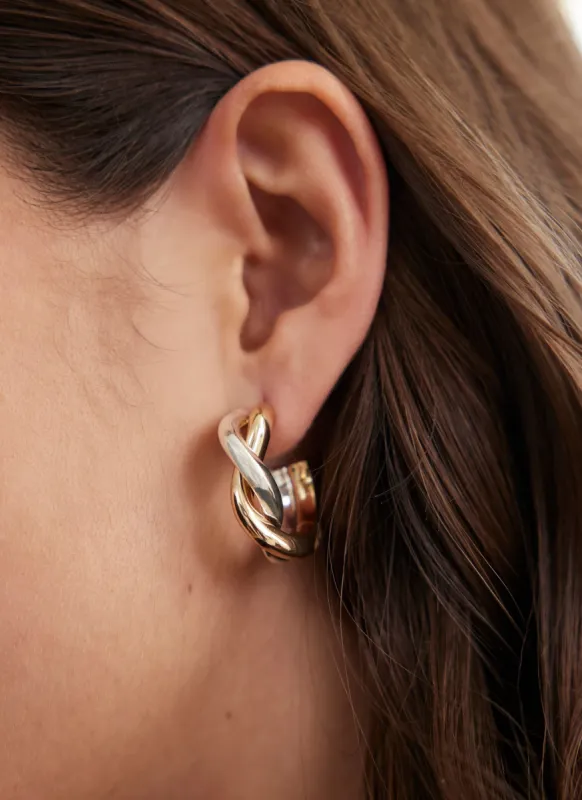 Mixed Metal Hoop Earrings sold by Mint Velvet