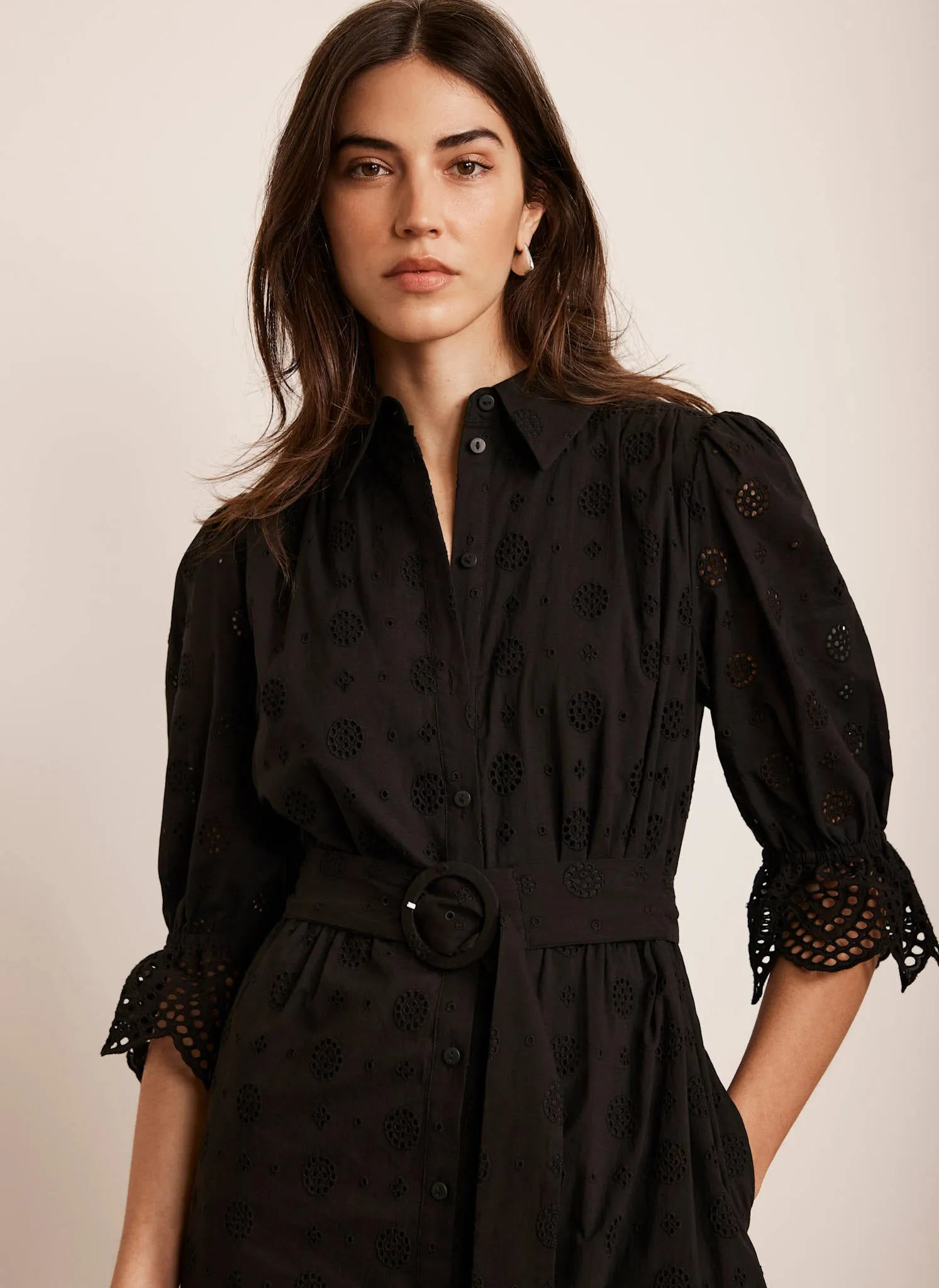 Black Broderie Midi Dress sold by Mint Velvet product image thumbnail 3