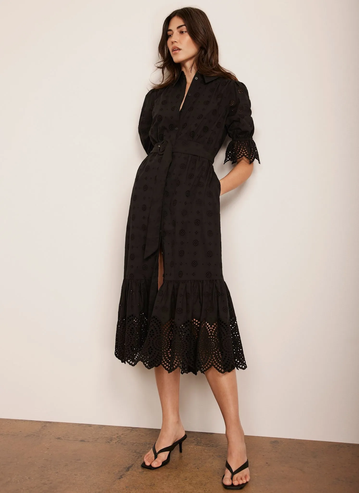 Black Broderie Midi Dress sold by Mint Velvet product image thumbnail 2