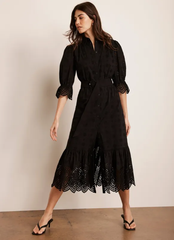 Black Broderie Midi Dress sold by Mint Velvet