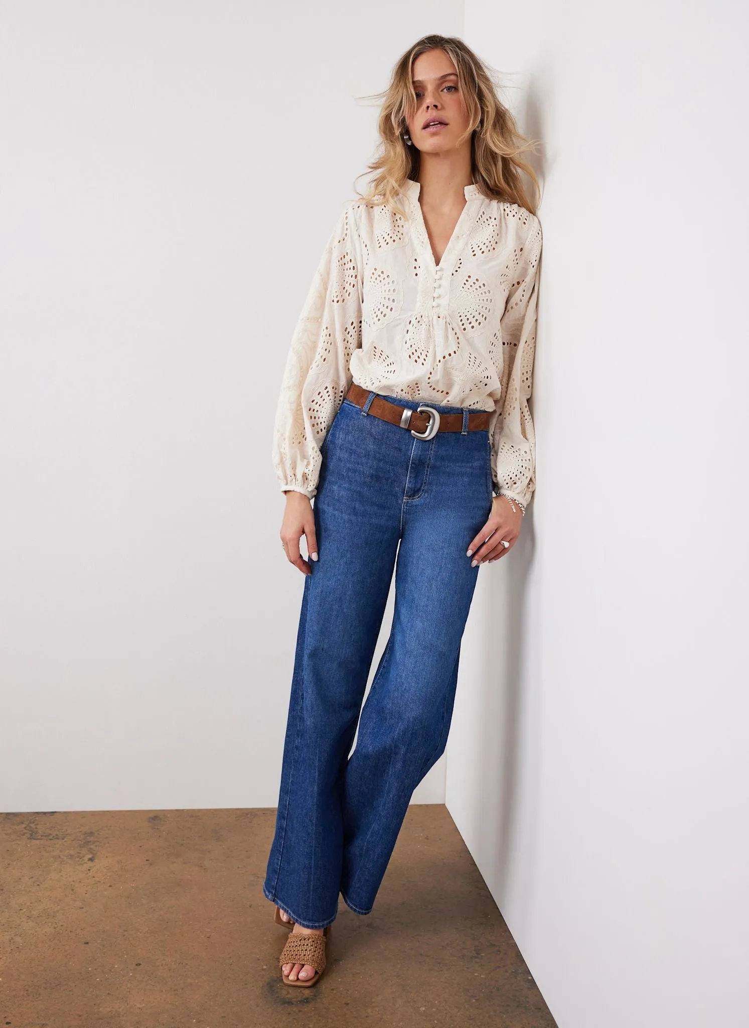 Cream Broderie Cotton Blouse sold by Mint Velvet product image thumbnail 5