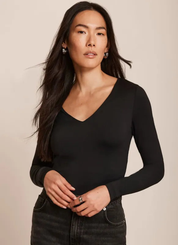 Black Layering V-Neck Top sold by Mint Velvet