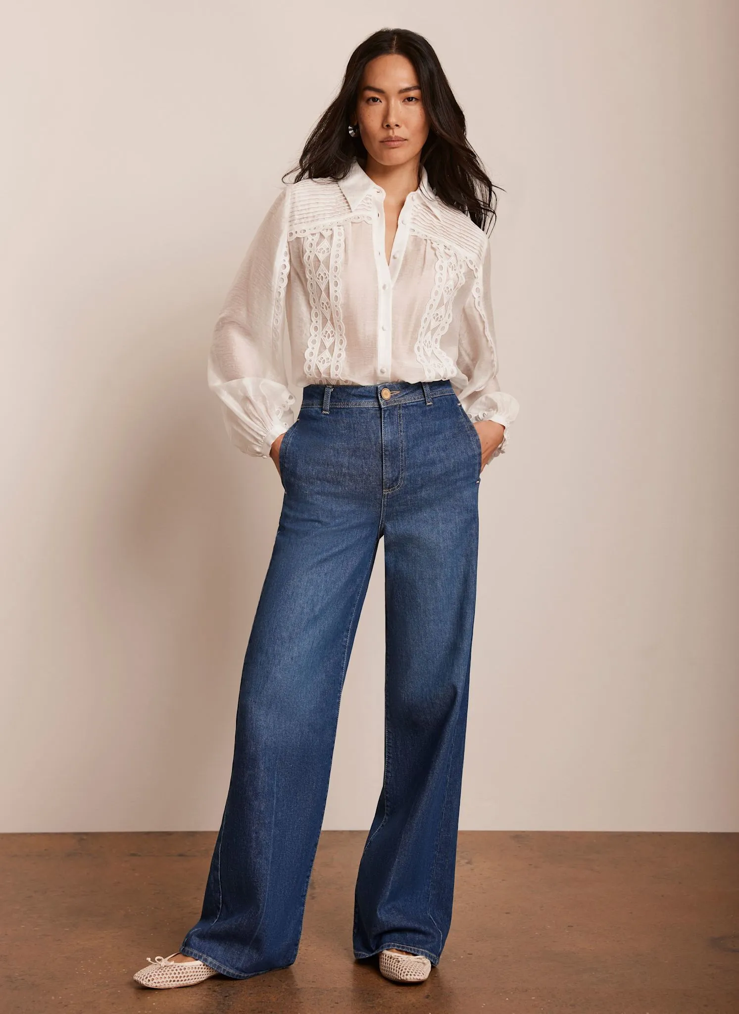 Indigo Wash Wide Jeans sold by Mint Velvet