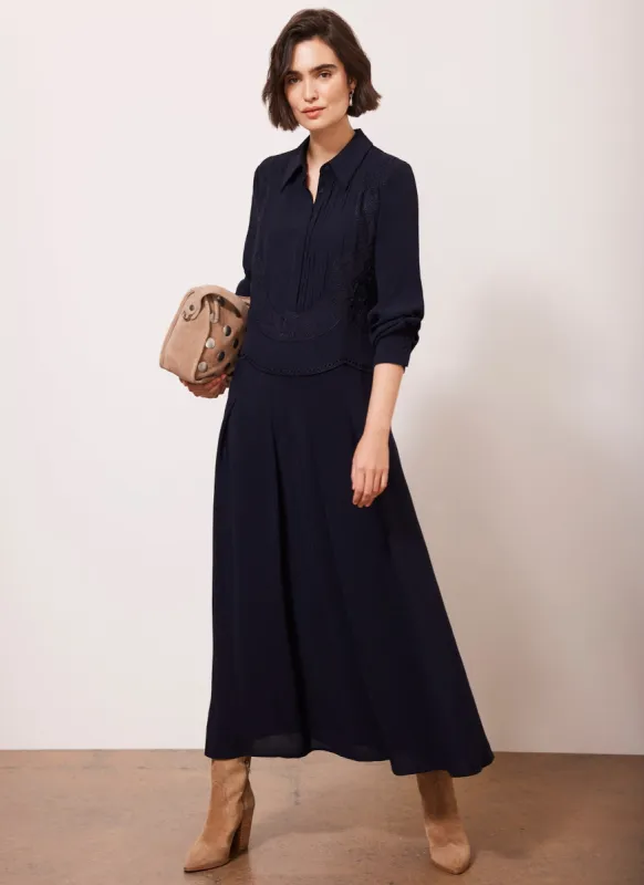 Navy Western Detail Maxi Dress sold by Mint Velvet