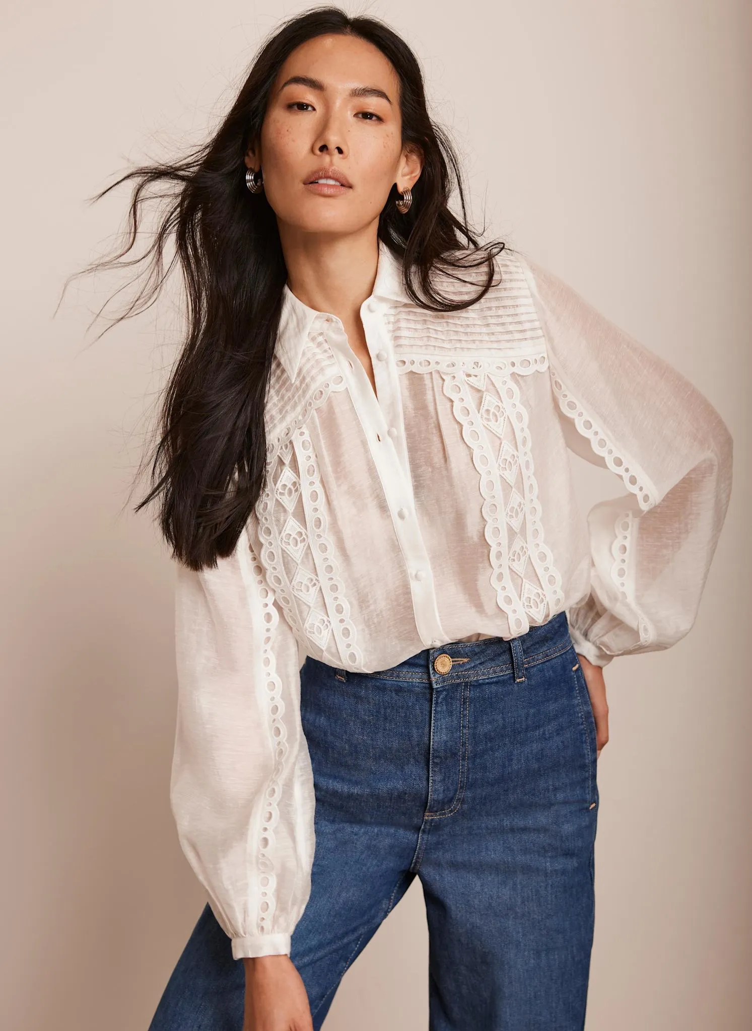 White Trim Detail Shirt sold by Mint Velvet