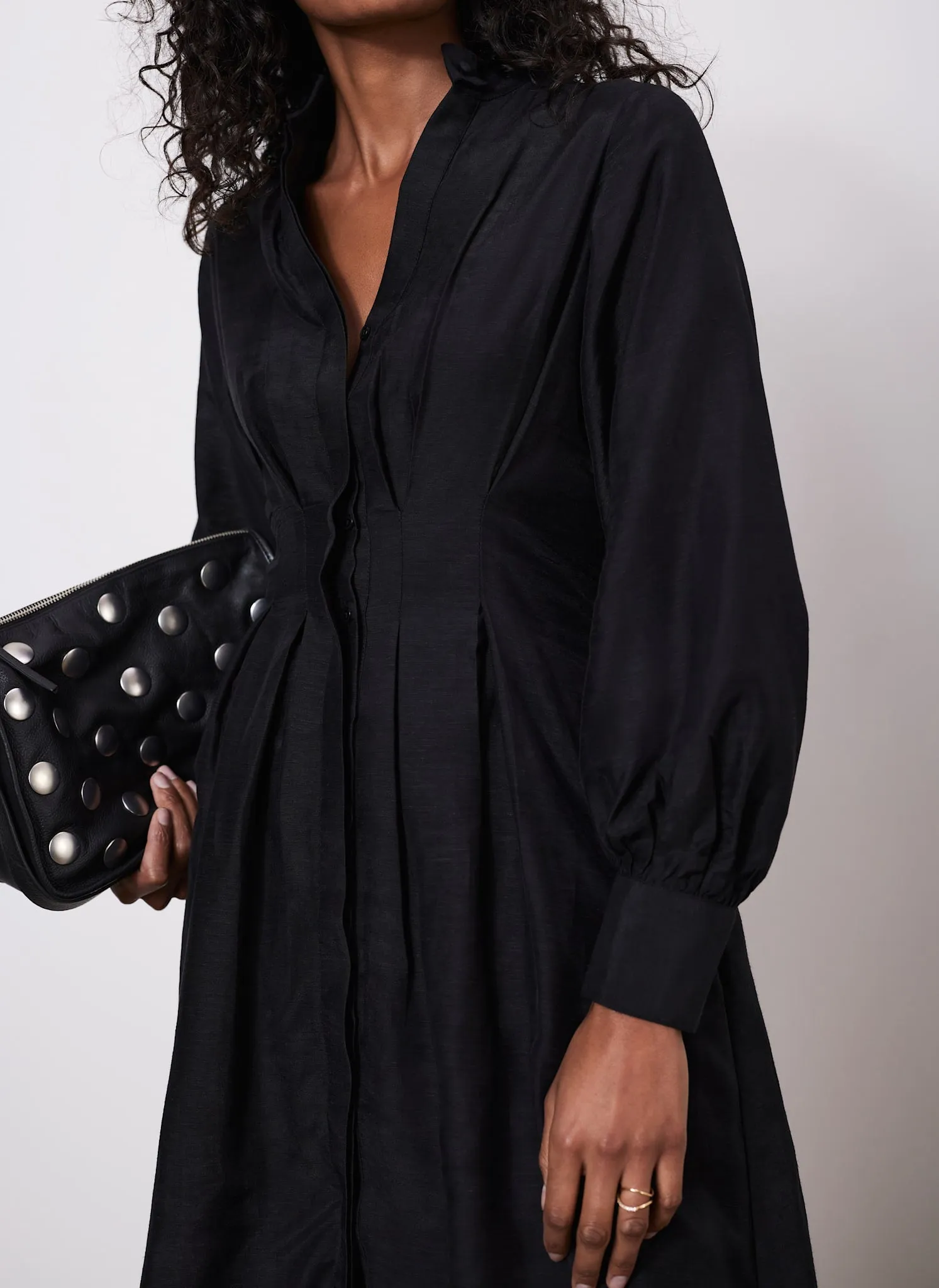 Black Pleated Midi Shirt Dress sold by Mint Velvet product image thumbnail 3