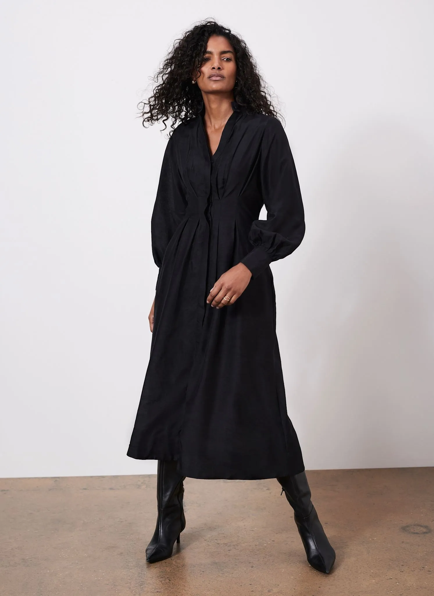 Black Pleated Midi Shirt Dress sold by Mint Velvet product image thumbnail 2