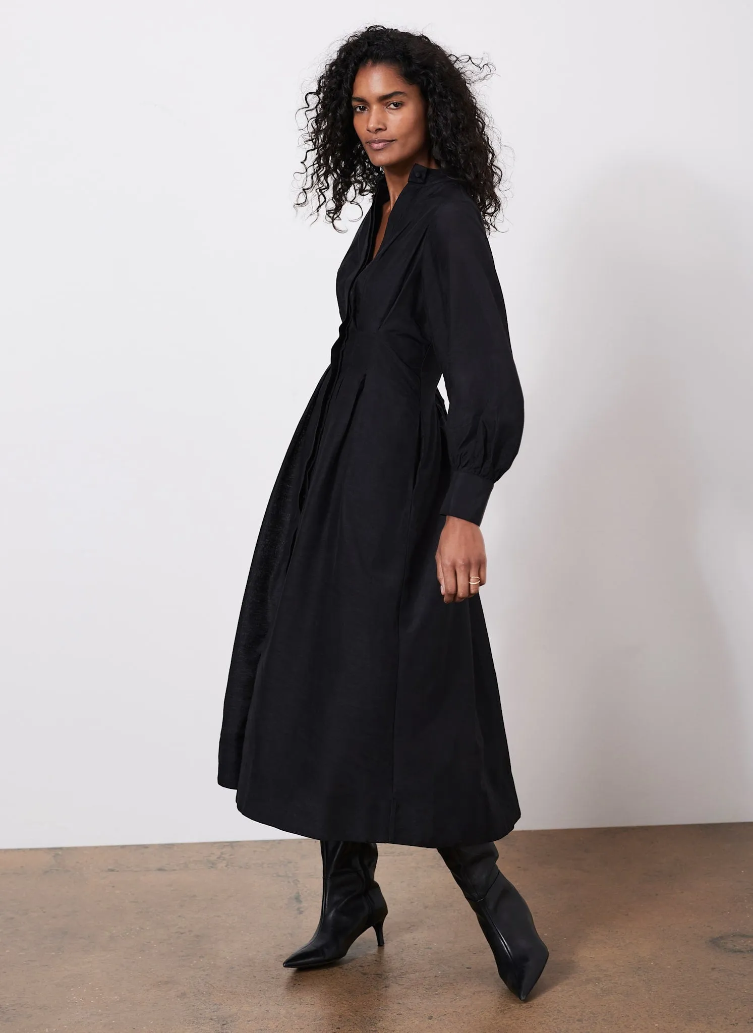 Black Pleated Midi Shirt Dress sold by Mint Velvet product image thumbnail 4
