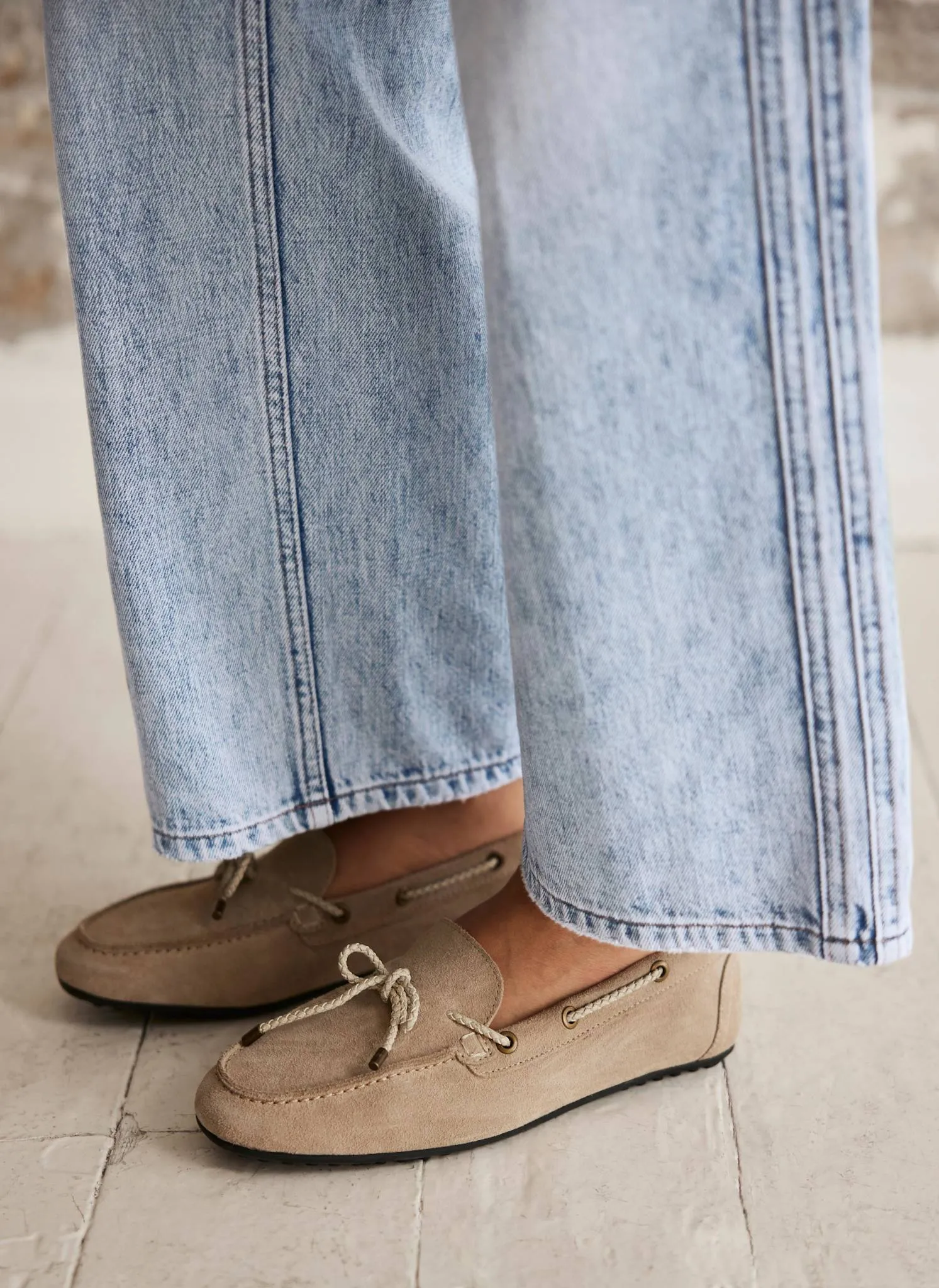 Sally Neutral Suede Deck Shoes sold by Mint Velvet